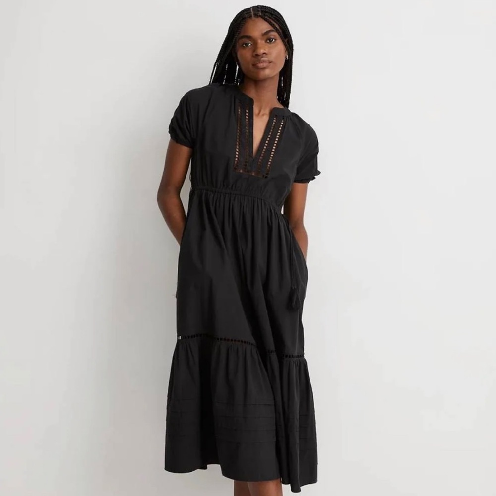 Madewell Black Peasant Midi Dress.